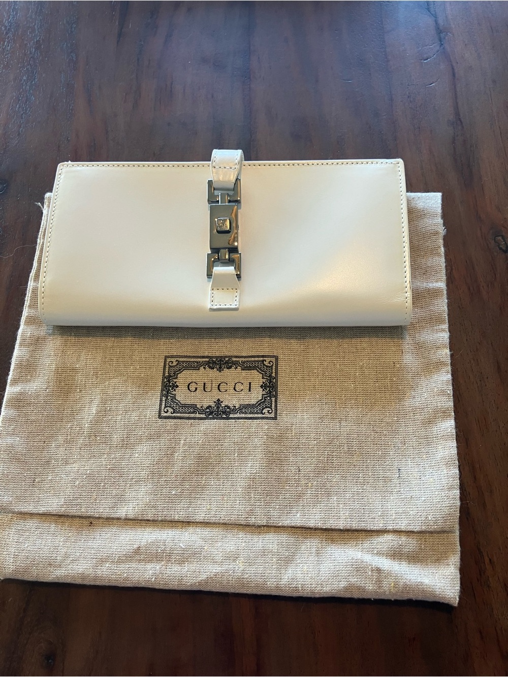 Gucci white  Leather Continental Wallet with Silver Hardware